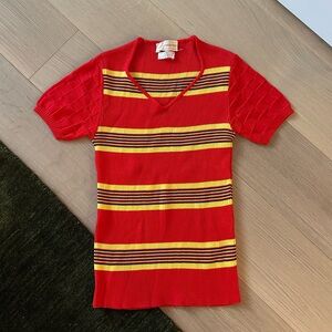 Vintage Knit Striped Short sleeve top